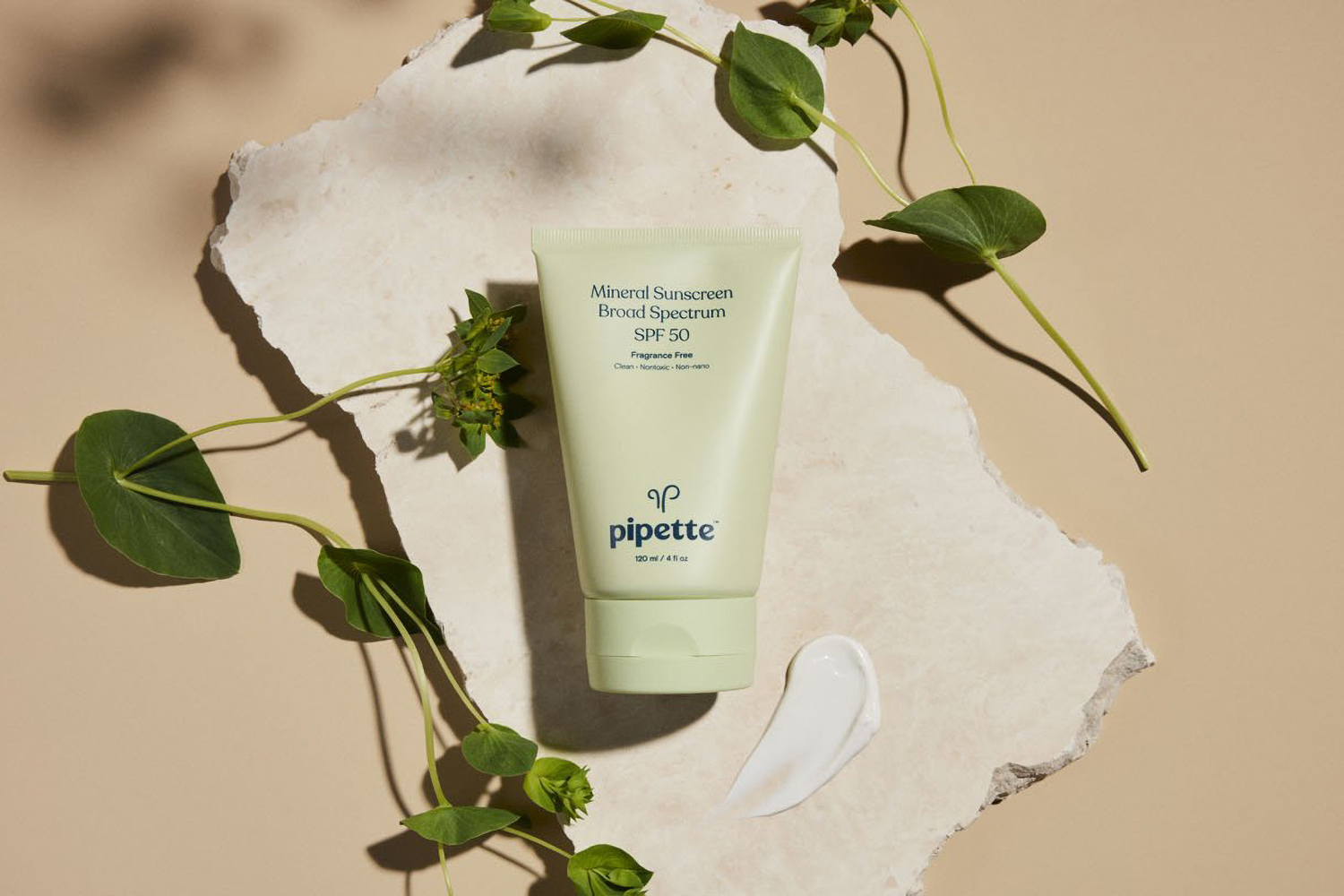 natural sunscreen on a flat rock on the beach