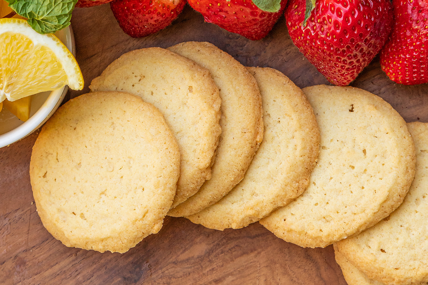 a stack of crisp lemon cookies
