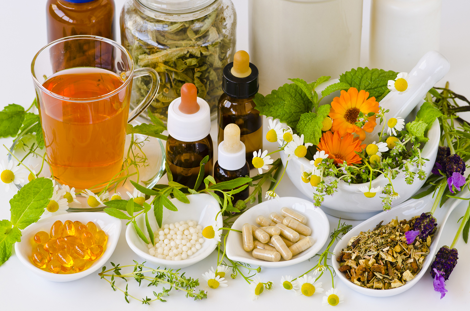 Herbal remedies, supplements and homeopathies.