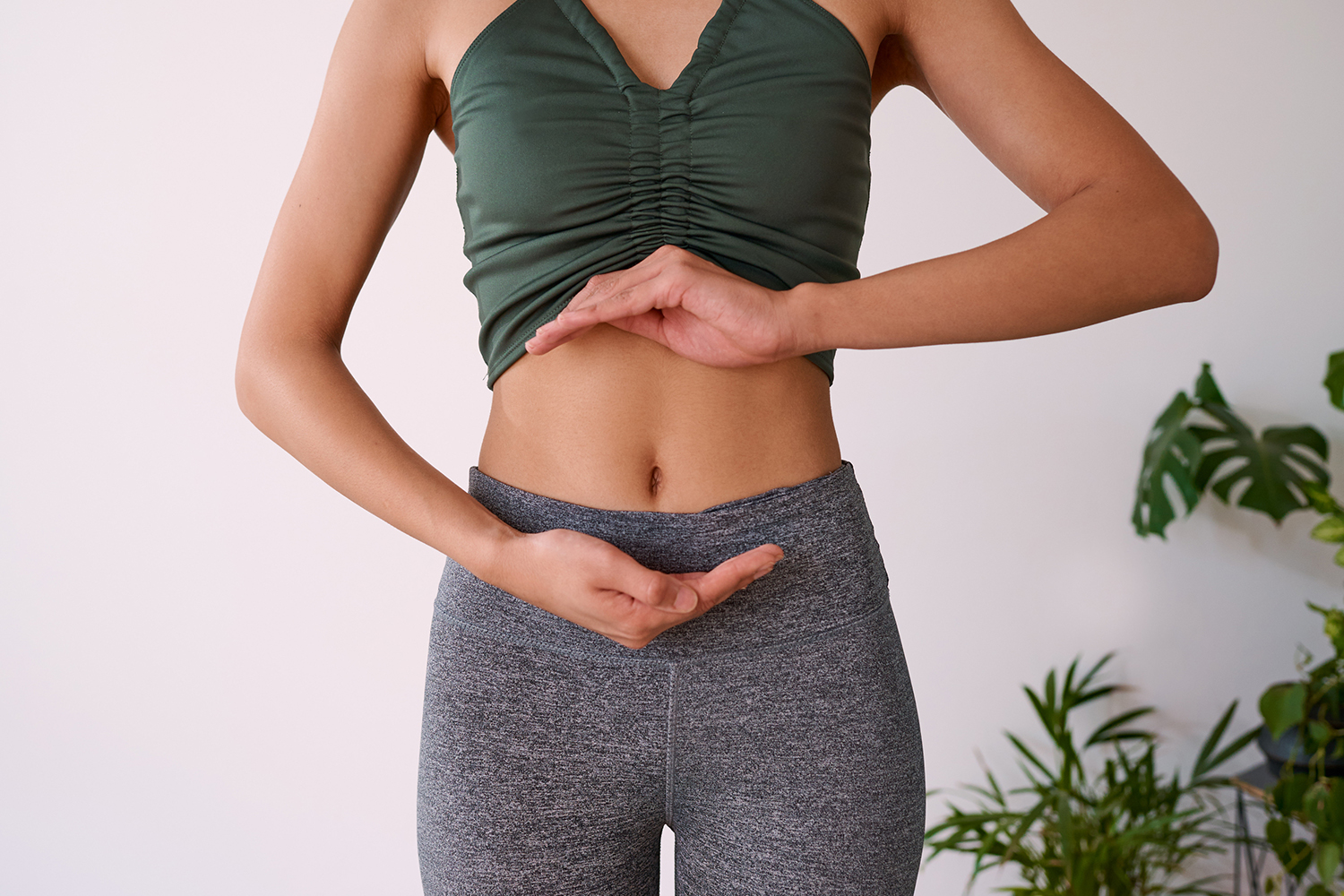 a healthy woman with a balanced gut