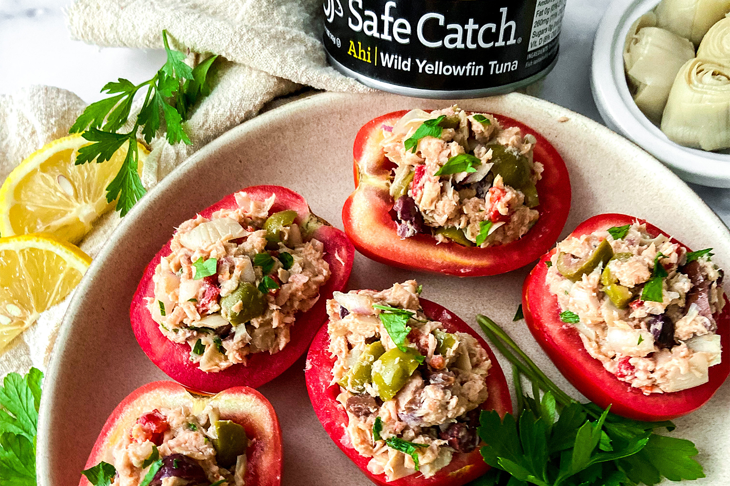 tomatoes stuffed with fresh tuna salad