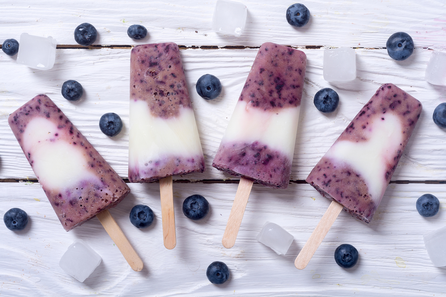 freshly frozen blueberry yogurt pops