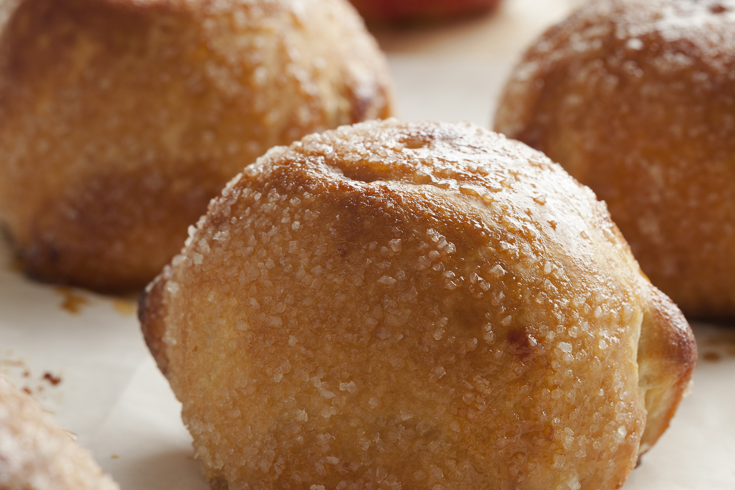 Close up of a apple dumpling.