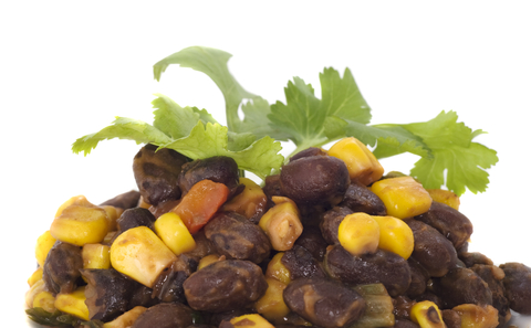 Black beans, corn kernels and cilantro