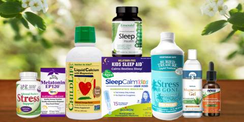 a selection of all-natural supplements for stress and sleep