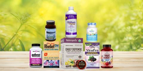 a selection of all-natural supplements and superfoods