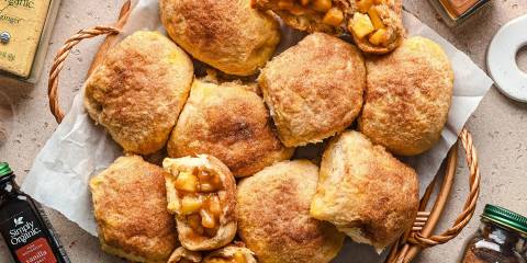 apple pie filling cooked into biscuit dough