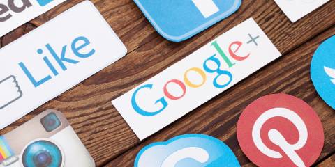 Social media labels, logos