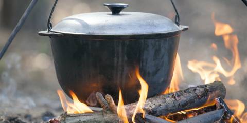 Cooking over the campfire