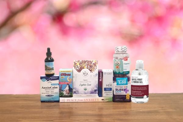 a selection of all-natural products for anxiety and insomnia