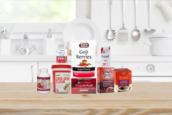 a collection of superfoods and supplements