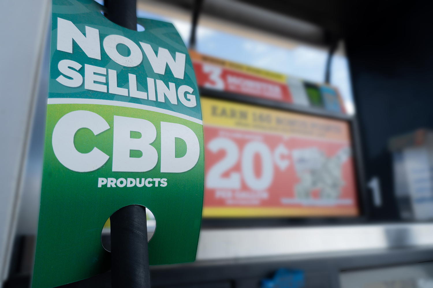 a gas station advertising CBD products